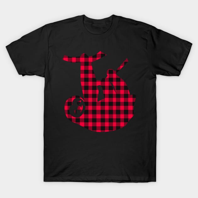 Sloth Red Buffalo Plaid Ugly Christmas Xmas T-Shirt by tobzz